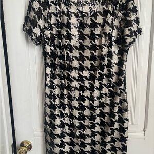 Ann Taylor Monochrome Sequin Houndstooth Dress